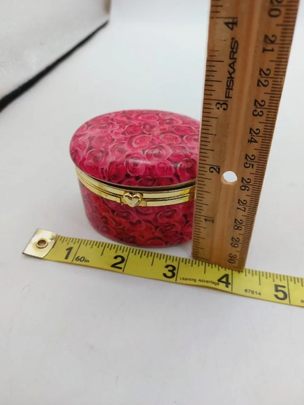 Trinket Box Pink Roses Hinged Round And Square Set Of 2 READ